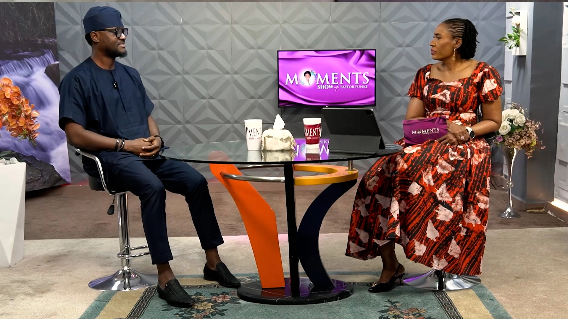 Olumide Frederick Adetiba with Pastor Funke Kasali on Moment with Pastor Funke